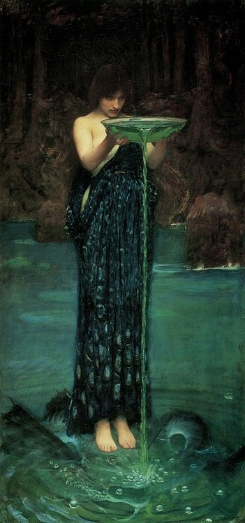 Circe offers Odysseus her magic potion - J W Waterhouse (image from atrogallery on Tumblr)